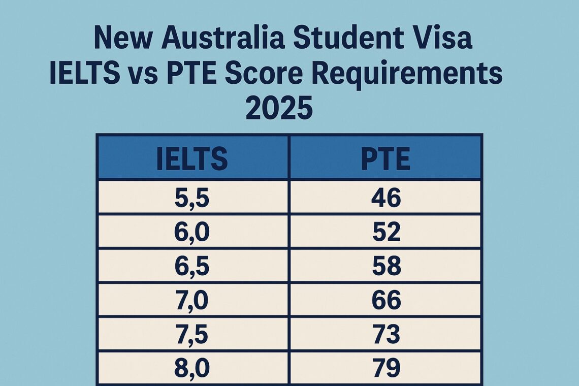Australia Student Visa English Requirements 2025: New IELTS & PTE Scores